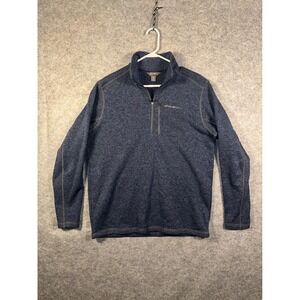 Eddie Bauer Mens Fleece Quarter Zip Pullover Sweater Blue Heather Size Large